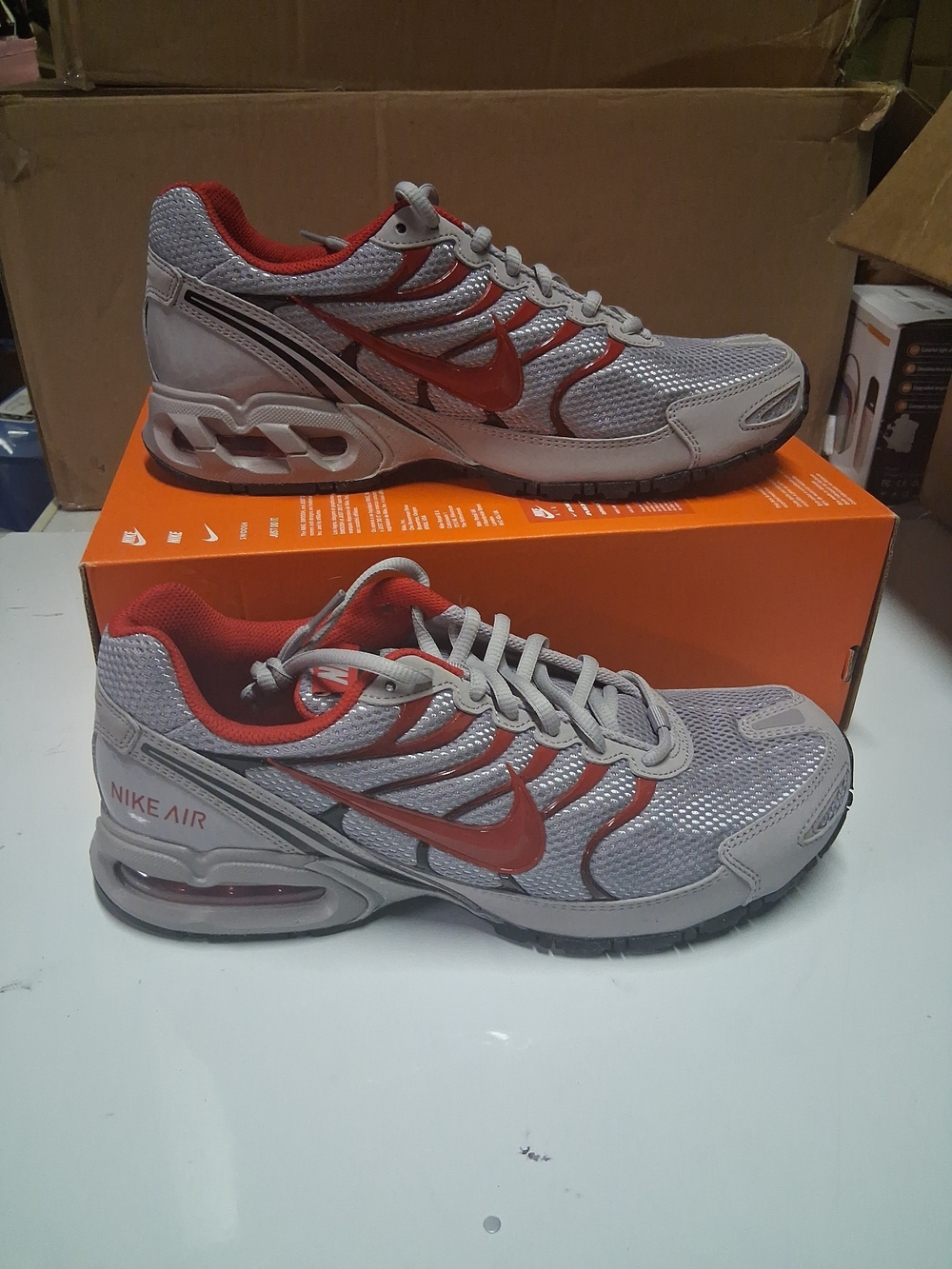 Nike Air Max Torch 4 Grey and Red Mesh Running Sneakers